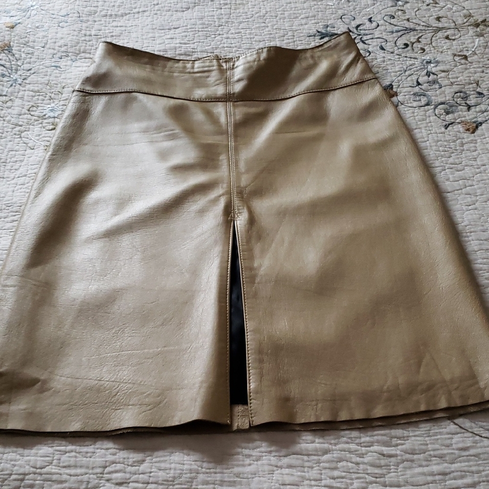 Bebe Tan A-Line Leather Skirt